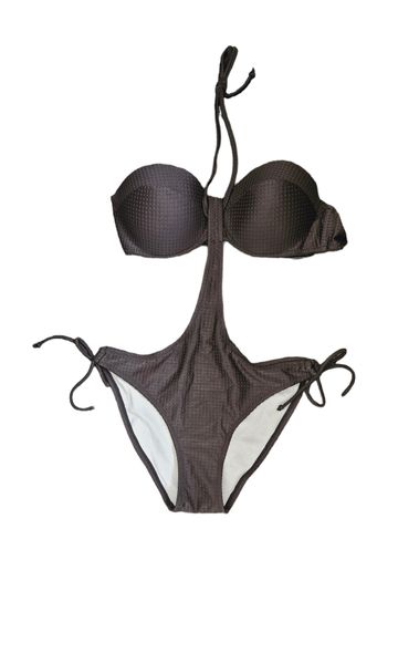 1 Piece Waffle Monokini with Halter Neck Tie