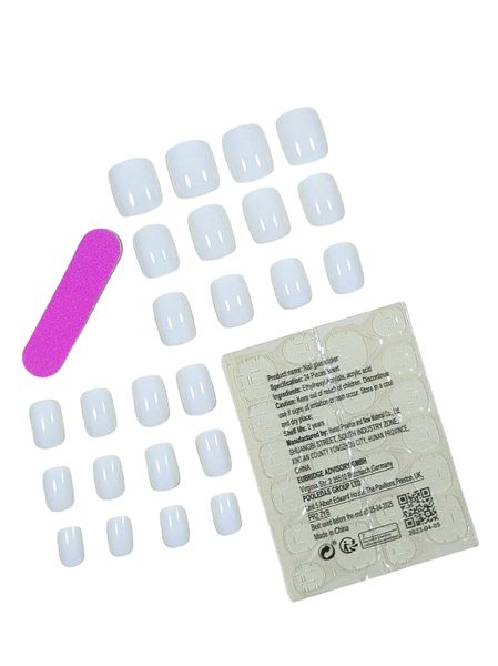 24 piece Short Square Plain Nails Set - Press-On Gel Manicure Kit