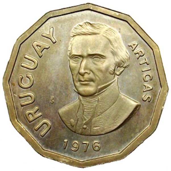 1976 Uruguay 1 Nuevo Peso Pattern Jose Artigas