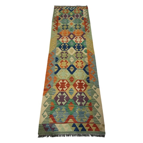 RUGS OF PERSIA MULTI Afghan Kilim Chobi 295 x 84cm Hand Knotted Runner Rug