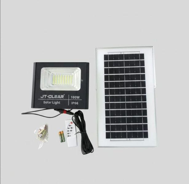 100w JT High Bright Solar Flood Light, Spotlight with Remote Control.