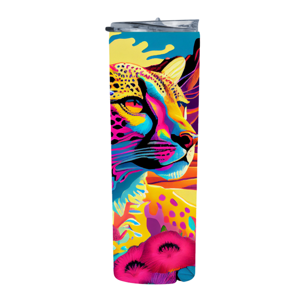 Neon Desert Cheetah Neon 20 Oz Straight Skinny Tumbler 002