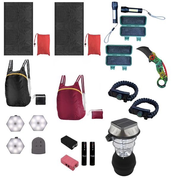 His &amp; Hers Camping Self Defense and Survival Kit - 17 Piece