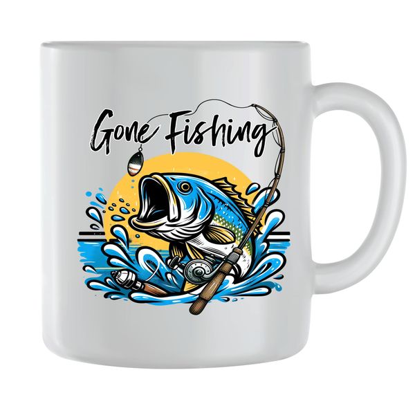 Gone Coffee Mugs for Men Women Trendy Fishing Lover Graphic Cup Present 196