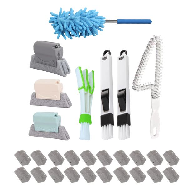 28 Piece Window Cleaning Brush Hand-held Groove Gap Cleaning Tools