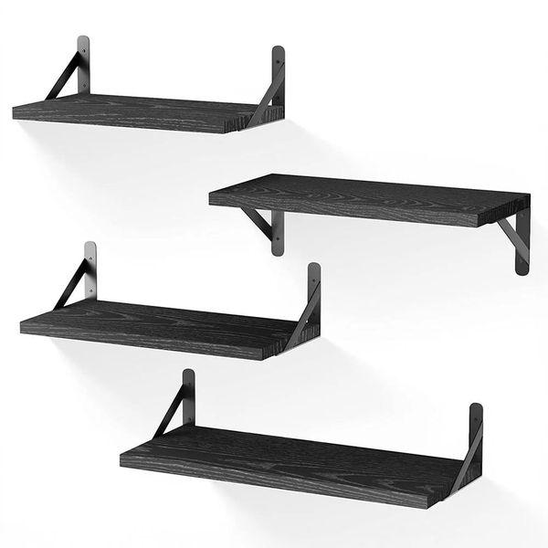 Jack Brown Floating Shelves Wall Mounted Set Wood Floating for Bedroom
