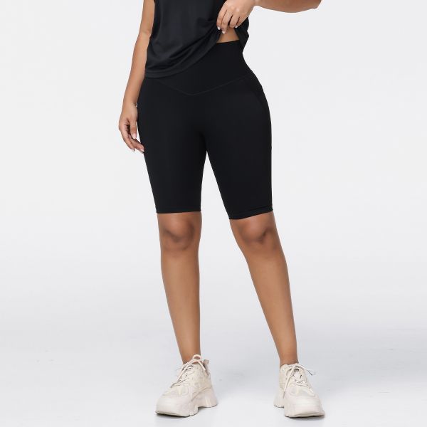 High Rise Knee Length Shorts for Women with Pockets Summer Casual
