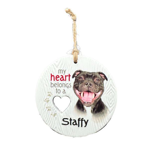 Piece of my Heart Ceramic Plaque - Staffy