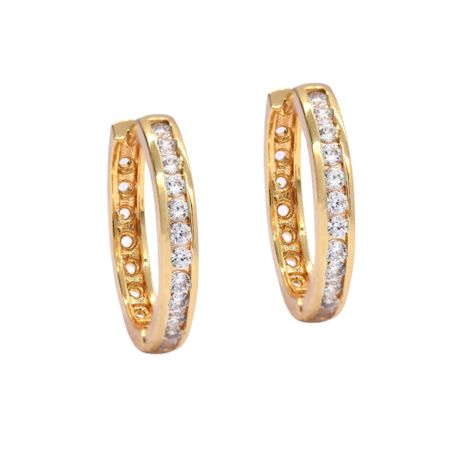 iDesire Single Row Cubic Zirconia Huggie Hoop Earring Image