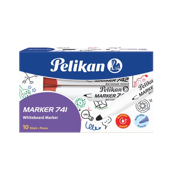 Pelikan Whiteboard Marker 741 Red 10 pcs. in folding box