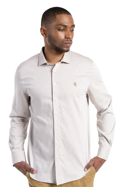 Pringle Long Sleeve Stone Slim Tailored Shirt