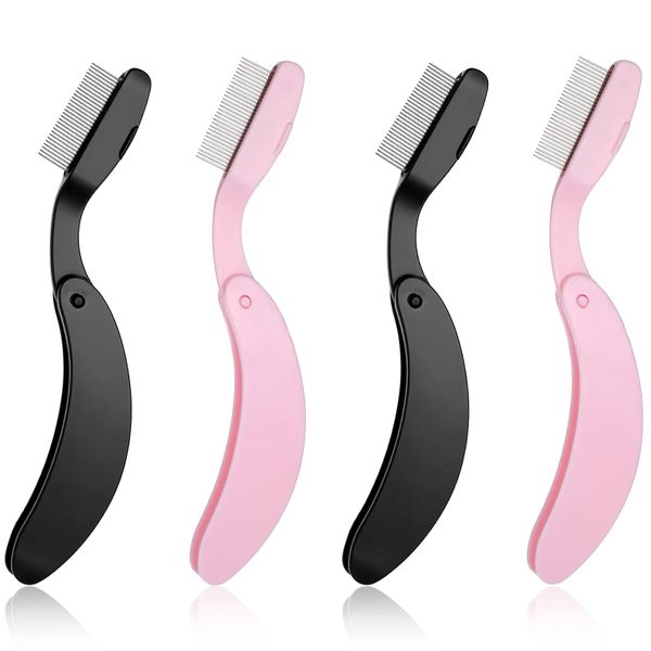 4 Piece Folding Eyelash Comb, Eyelash Separator Brush for Women Making Up