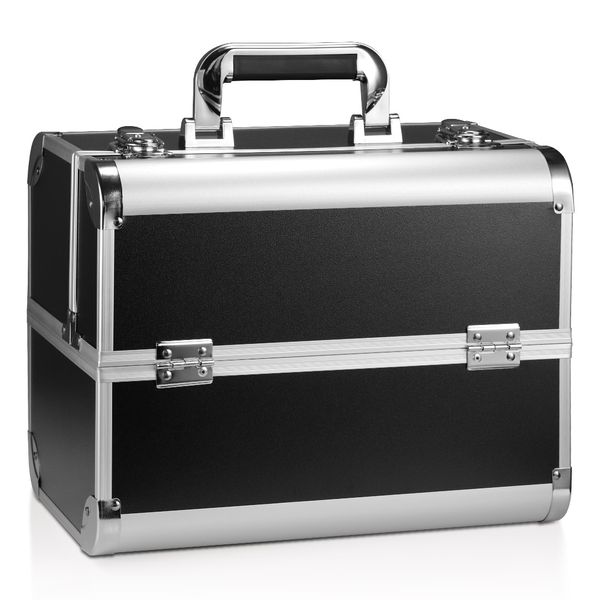 Makeup Case Cosmetic Box Organiser for Travel - 3 Tier - Aluminum