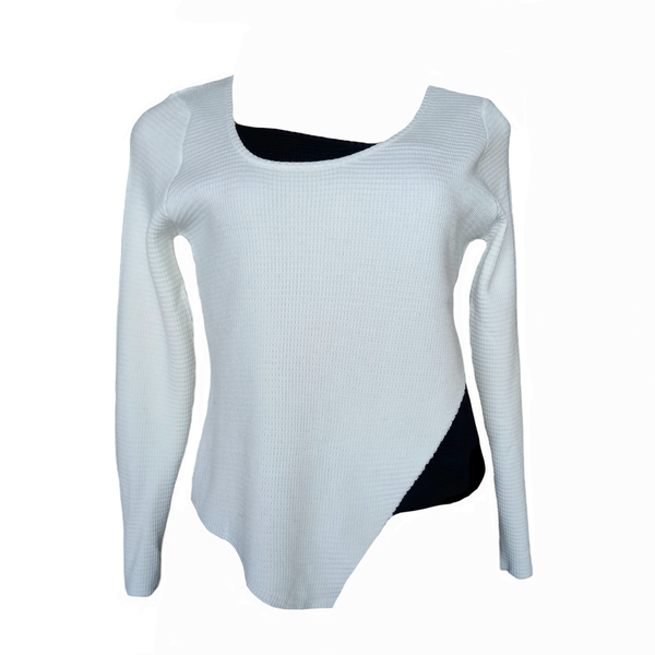 Ladies Stylish White and Black Layered Knit top