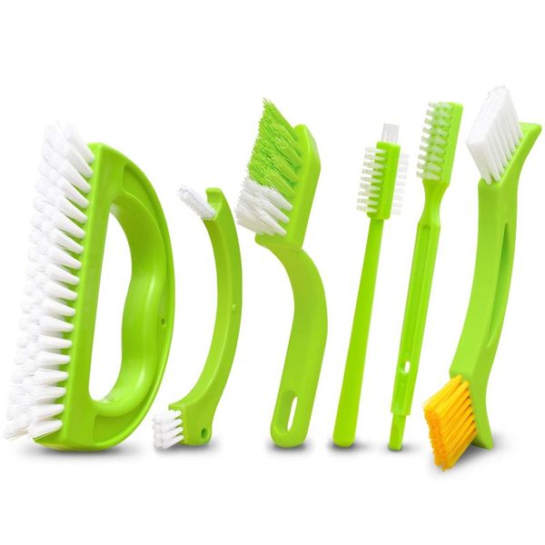 Six Pack Deep Cleaning Scrub Brush Set With Handle For Kitchen