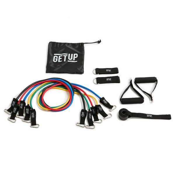 GetUp 150lb(68kg) Resistance Band 11 Piece Set with Door Anchor