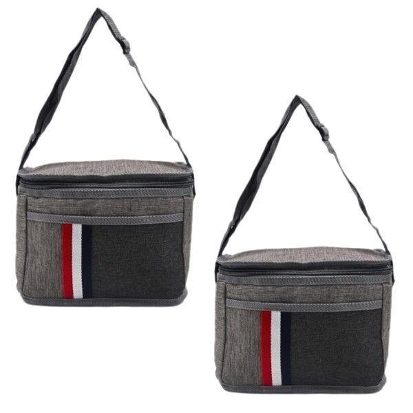 Pack Of Two Grey Lunch Bag Set