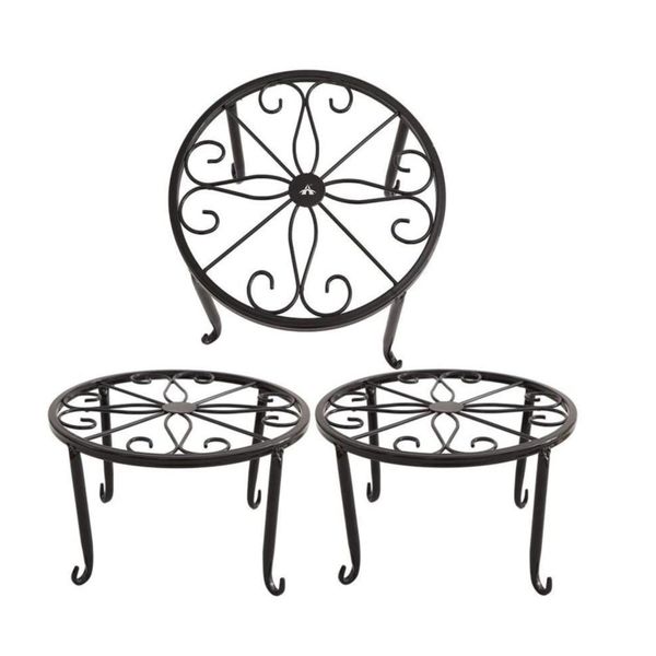 ALANES Rust Proof Metal Plant/Flower Pot Stand - Black (3 Pack)