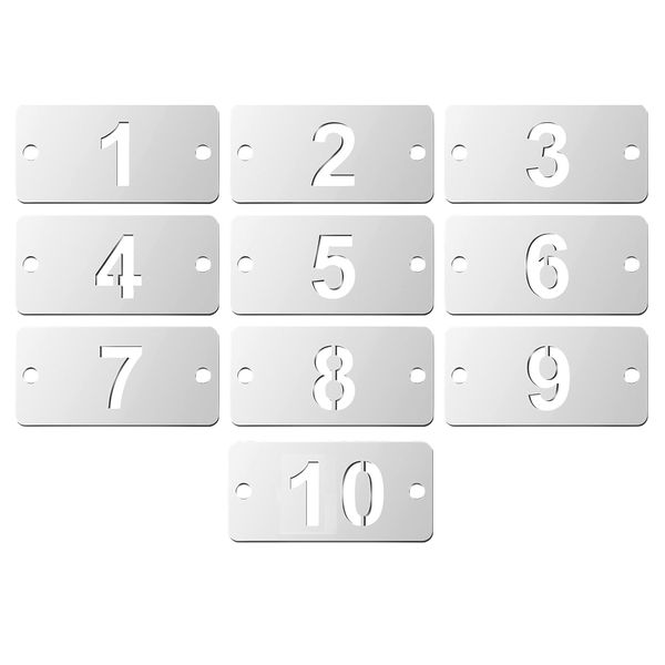Tool Stainless Steel Numbered 1- 10 Tags With Holes Set of 10 - 4cm