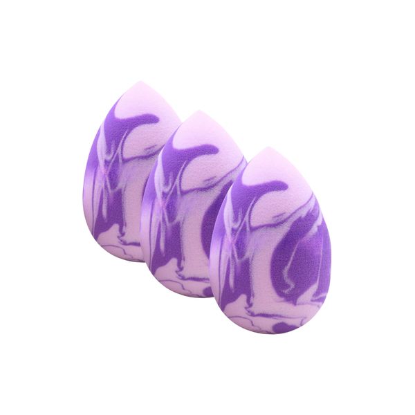 Beauty - 3 Piece Marble Design Makeup Blender - Lavender Haze