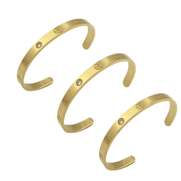 Royalty Collections - Love Studded Open Bracelets - Set of 3