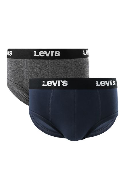 Levi's - Men's Solid Logo Navy &amp; Grey Briefs