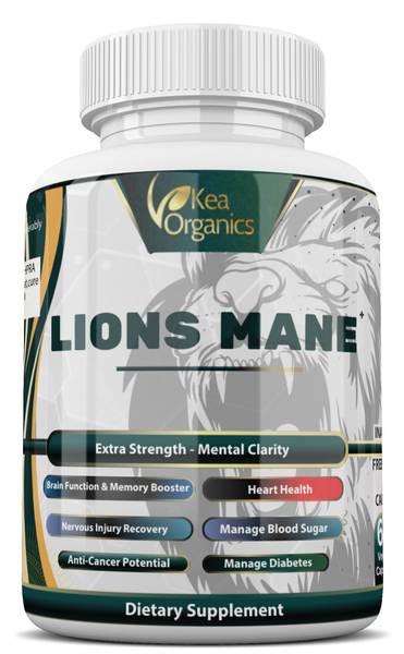Kea Organics - Lions Mane(Extra Strength-Mental clarity)60 Veggie Capsules.