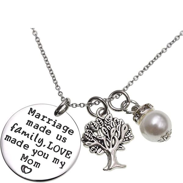 Marriage Made Us Family Stainless Steel Family Tree Pendant Necklace