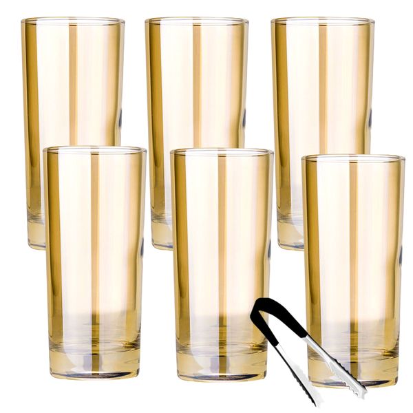 7 Pieces Set - Unique Bar Design Rose Gold Highball Glasses Set