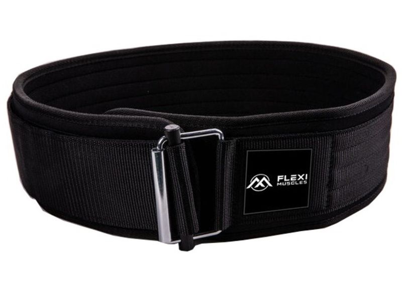 Flexi Muscles - Self-Locking Gym Belt for Power Lifting - Black