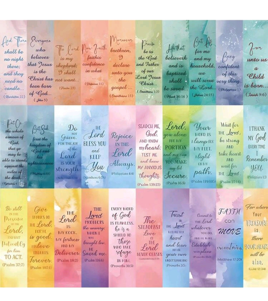 30 Watercolor Inspirational Bible Verse Bookmarks