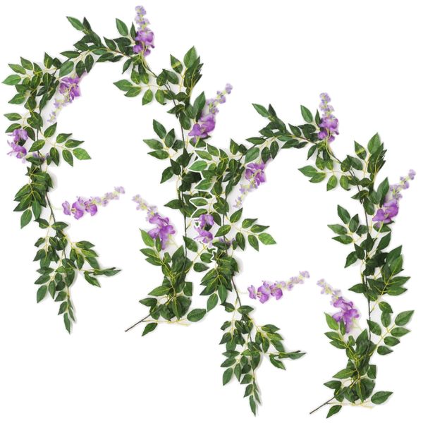 Home Garden Wedding Party 2pcs Artificial Flower Vine Decor Garland 1.8m