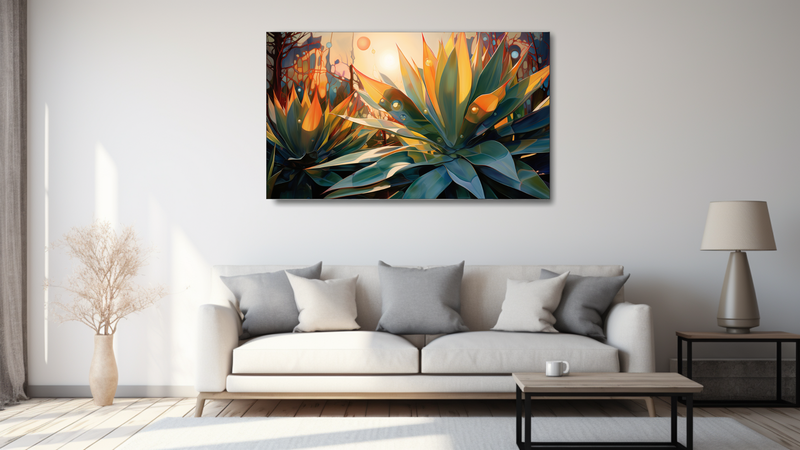 Canvas Wall Art - Agave Plant Colourful Abstract - MT0181