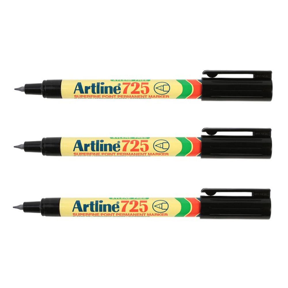 BAZIC Black Fine Tip Permanent Markers w/ Pocket Clip (8/Pack