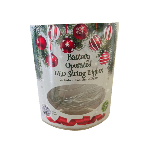 20 Christmas Led Static String Lights - Battery Operated - 2.2m