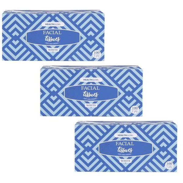 Health Glow - 2 Ply Tissues 100 Piece Box - 18 x 20cm