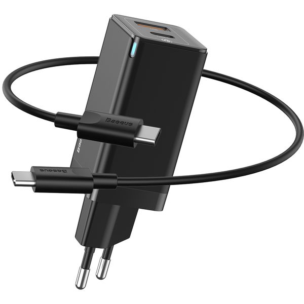 Baseus 45W USB-A &amp; USB-C Mini Quick Charger (EU)+TypeC to TypeC 60W Cable