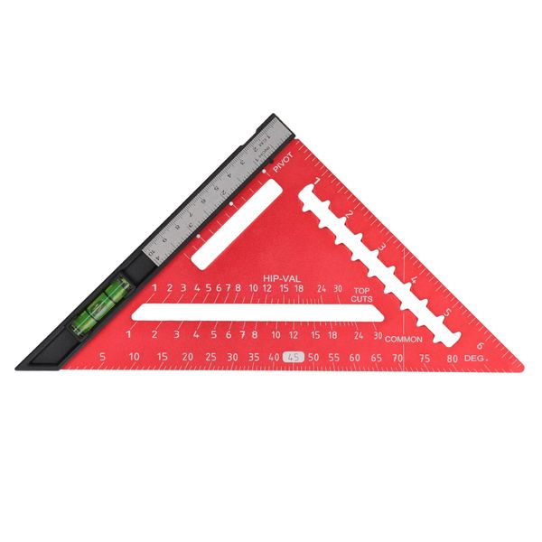 7" Red Aluminium Rafter Square with Level
