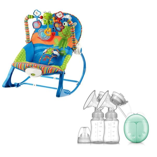Baby Rocker Blue and Double Breast Pump with Power bank