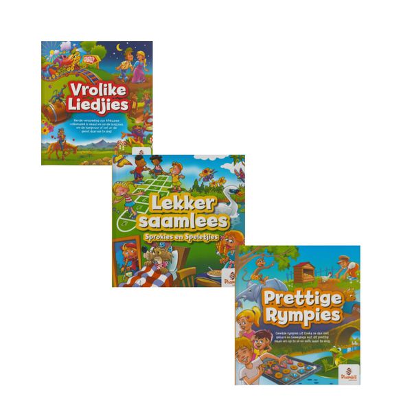 Stel van 3 Afrikaanse Lekker Saamlees, Rympies en Liedjies Boeke