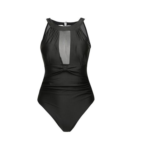 Olive Tree - Ladies Mesh High Neck One Piece Tummy Control Swimsuit - Black, Shop Today. Get it Tomorrow!