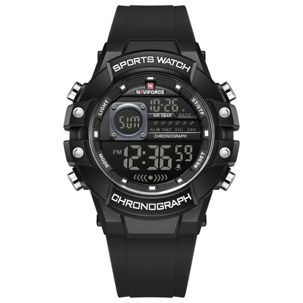 Naviforce Men's Throttle LCD Chronograph Rubber Strap Digital Watch Red