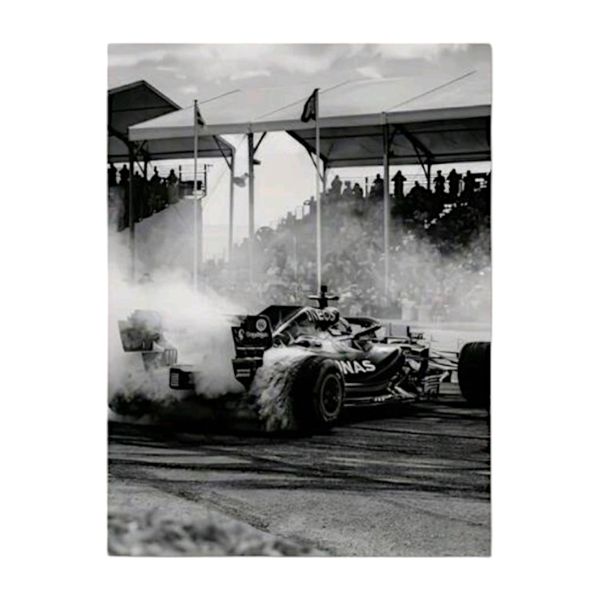 Large Unframed Black and White F1 Racing Car Print Image - 50x70cm