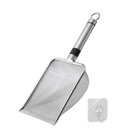 Stainless steel cat litter shovel, integrated cat litter metal mesh shovel Image