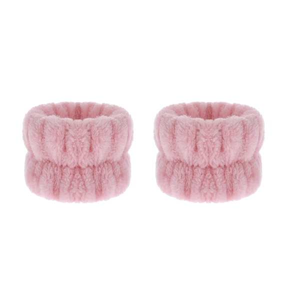 High Quality 2 Pieces Absorbent Microfiber Wrist Washbands - Pink