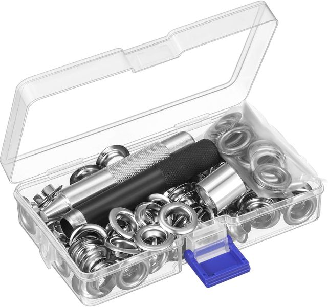 Grommet Setting Tool and 100 Sets Eyelets with Storage Box, 10MM