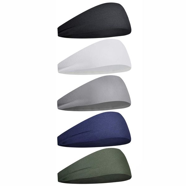 5 Pack Sports Headbands for Men Moisture Wicking Workout Headband