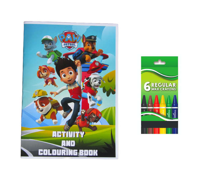 Paw Patrol Activity and Colouring Book A5 plus 6 Wax Crayons