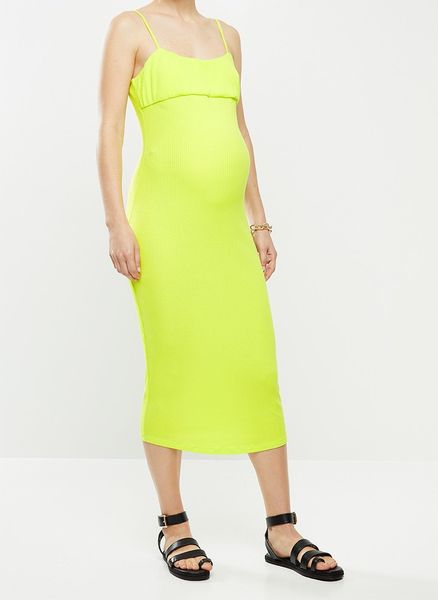 Women's Glamorous Maternity Midi Bodycon - Neon Lime Green