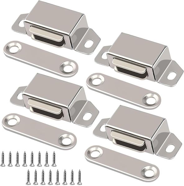 4PCS Magnetic Door Catch Closures Stainless Steel Cabinet Latch